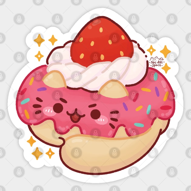 Cute Cat Strawberry Donut Sticker by Nas.ArtSpace